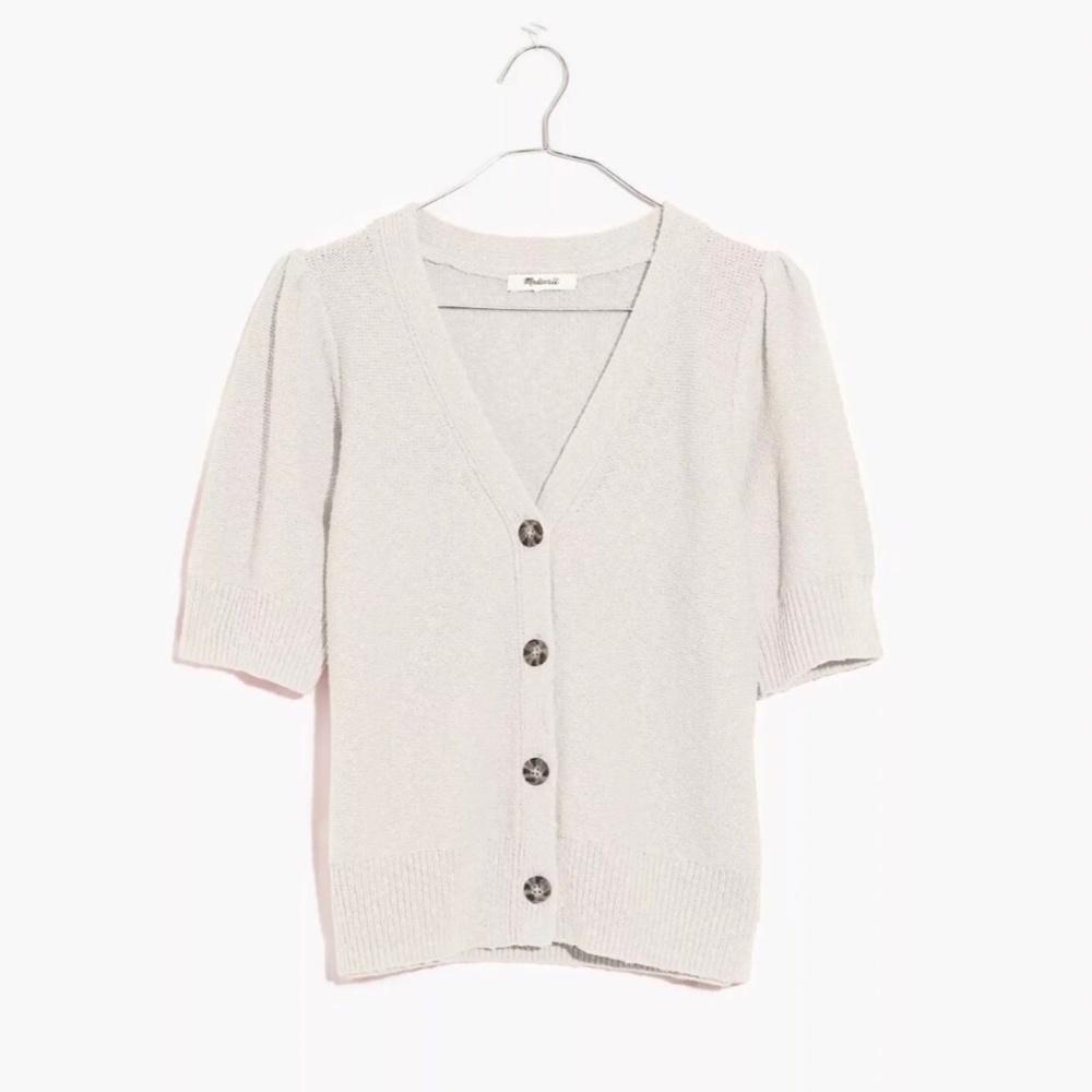 Madewell short sleeve cream cardigan